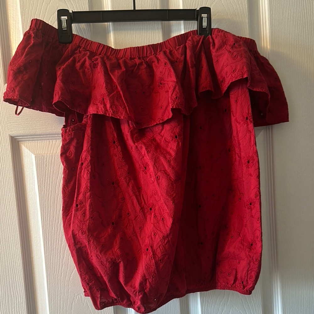 Red Off-Shoulder Blouse